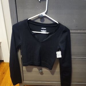 Wild Fable Black Long Sleeve Crop Top